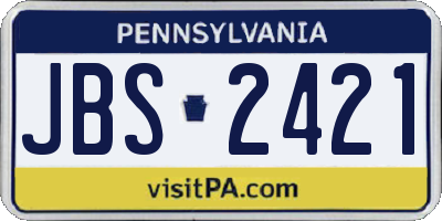 PA license plate JBS2421