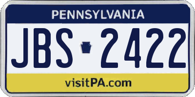 PA license plate JBS2422