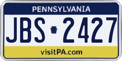 PA license plate JBS2427