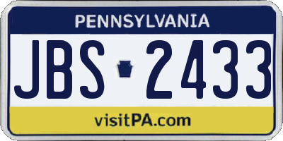 PA license plate JBS2433