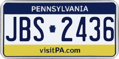 PA license plate JBS2436