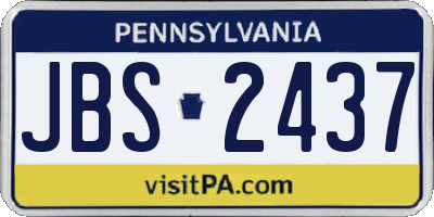 PA license plate JBS2437