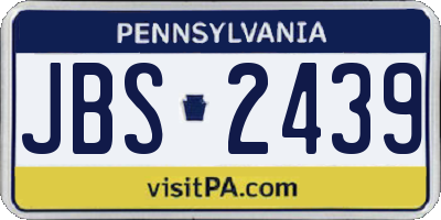 PA license plate JBS2439