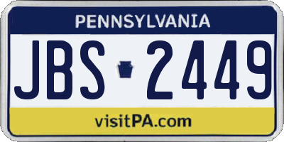 PA license plate JBS2449