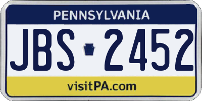 PA license plate JBS2452
