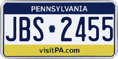 PA license plate JBS2455