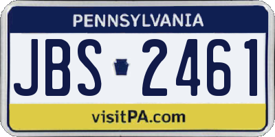 PA license plate JBS2461