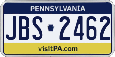 PA license plate JBS2462