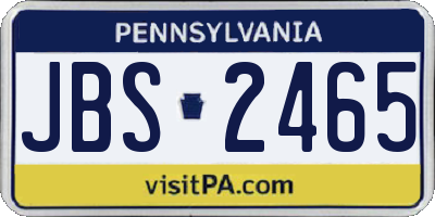 PA license plate JBS2465