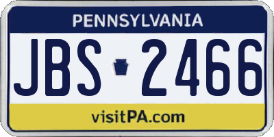 PA license plate JBS2466