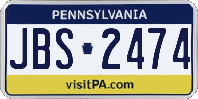 PA license plate JBS2474