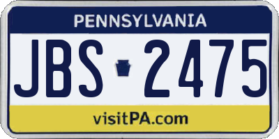 PA license plate JBS2475