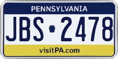 PA license plate JBS2478
