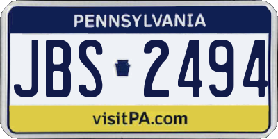 PA license plate JBS2494