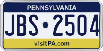 PA license plate JBS2504
