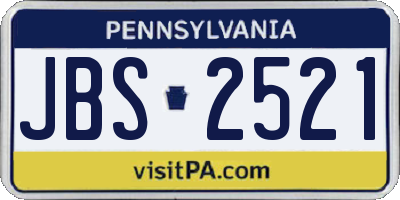 PA license plate JBS2521