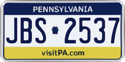 PA license plate JBS2537