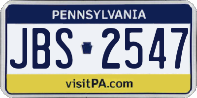 PA license plate JBS2547