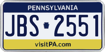 PA license plate JBS2551