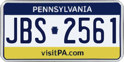 PA license plate JBS2561
