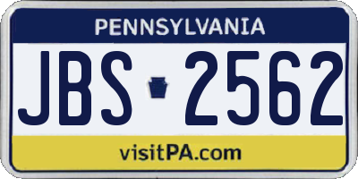 PA license plate JBS2562