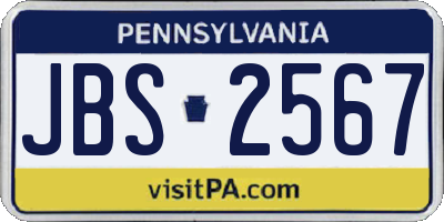 PA license plate JBS2567