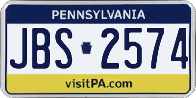 PA license plate JBS2574