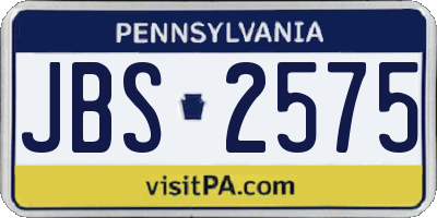 PA license plate JBS2575
