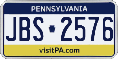 PA license plate JBS2576
