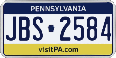PA license plate JBS2584