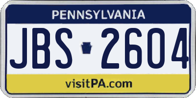 PA license plate JBS2604