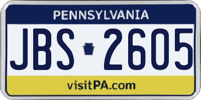 PA license plate JBS2605