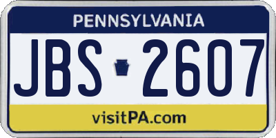 PA license plate JBS2607