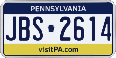 PA license plate JBS2614