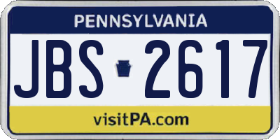 PA license plate JBS2617