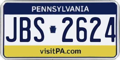 PA license plate JBS2624