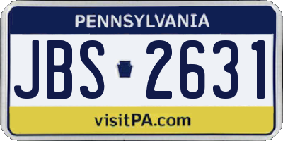 PA license plate JBS2631