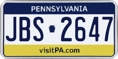 PA license plate JBS2647