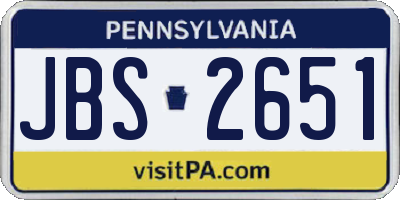PA license plate JBS2651