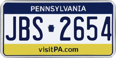 PA license plate JBS2654