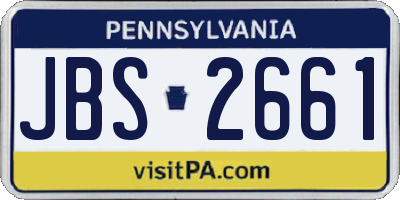 PA license plate JBS2661