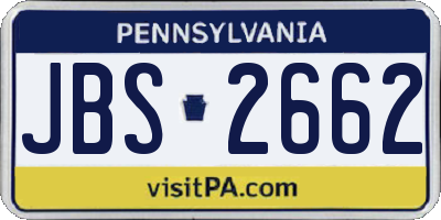 PA license plate JBS2662
