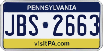 PA license plate JBS2663