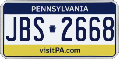 PA license plate JBS2668