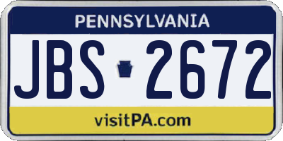 PA license plate JBS2672