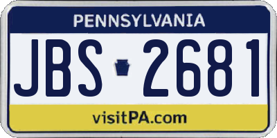 PA license plate JBS2681
