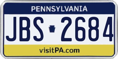 PA license plate JBS2684