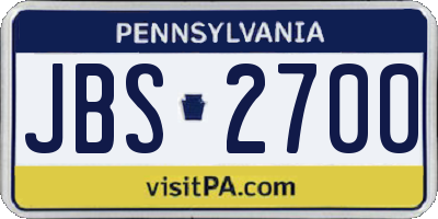 PA license plate JBS2700