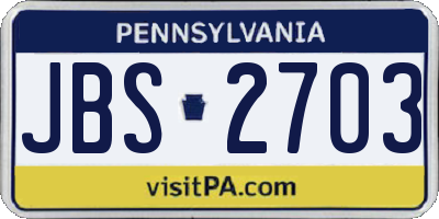 PA license plate JBS2703