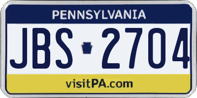 PA license plate JBS2704
